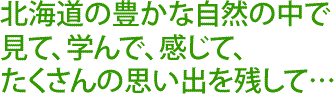 北海道の豊かな自然の中で見て、学んで、感じて、たくさんの思い出を残して…