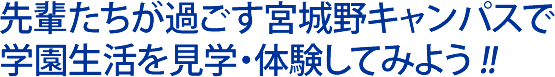 先輩たちが過ごす宮城野キャンパスで学園生活を見学・体験してみよう !!