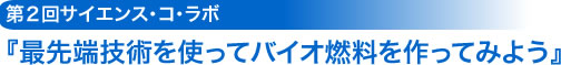 最先端技術を使ってバイオ燃料を作ってみよう